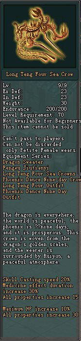 Full in-game tooltip for Long Teng Four Sea Crowns (Female)